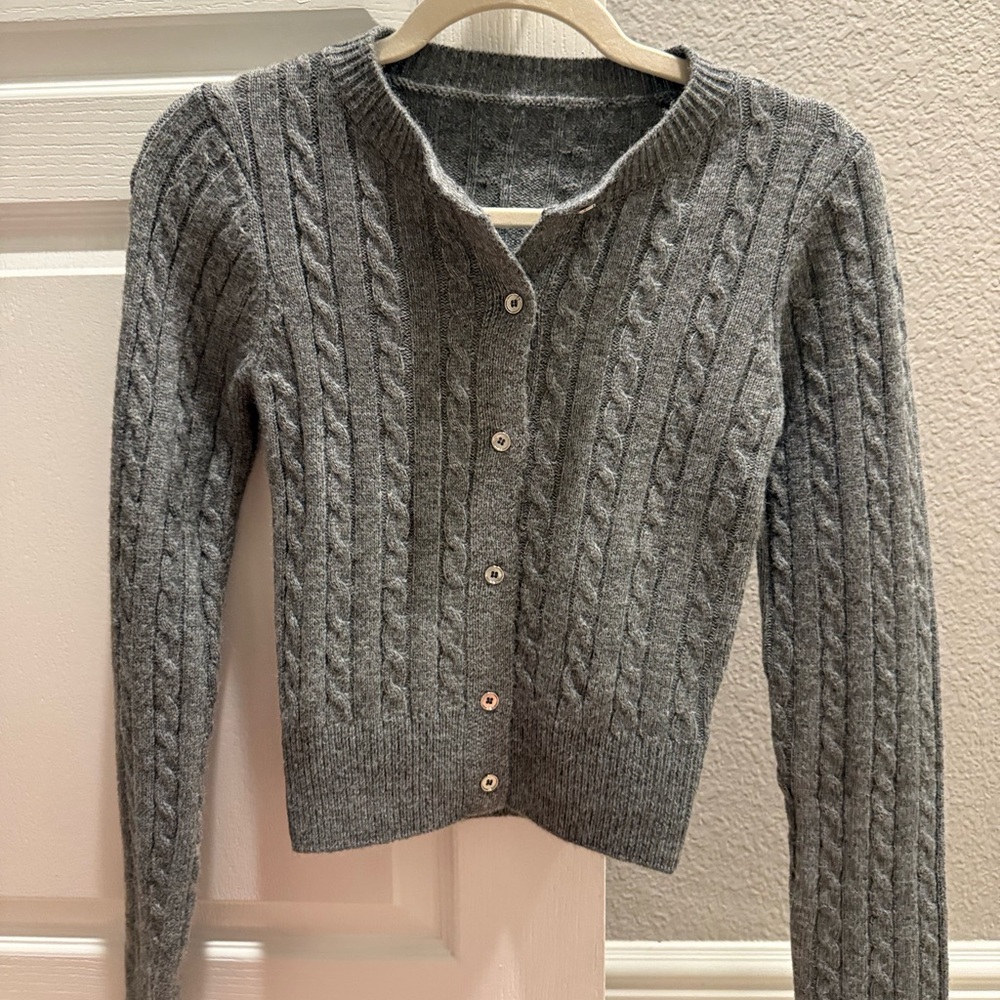 Gray Cable Knit Women's Sweater